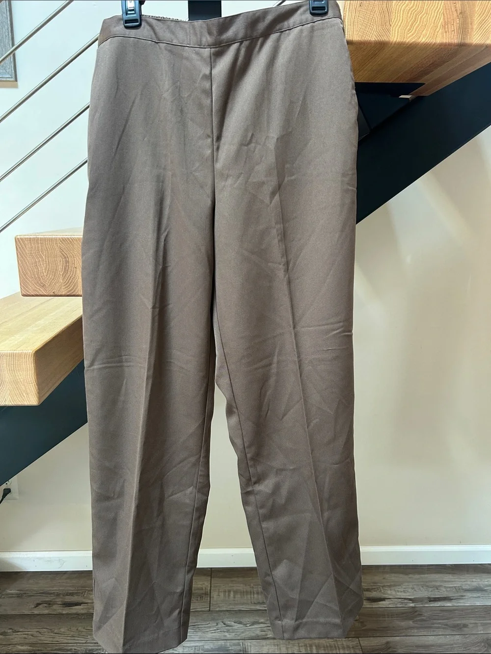 Alfred Dunner Brown Elastic-Waist Pull-On Dress Pants